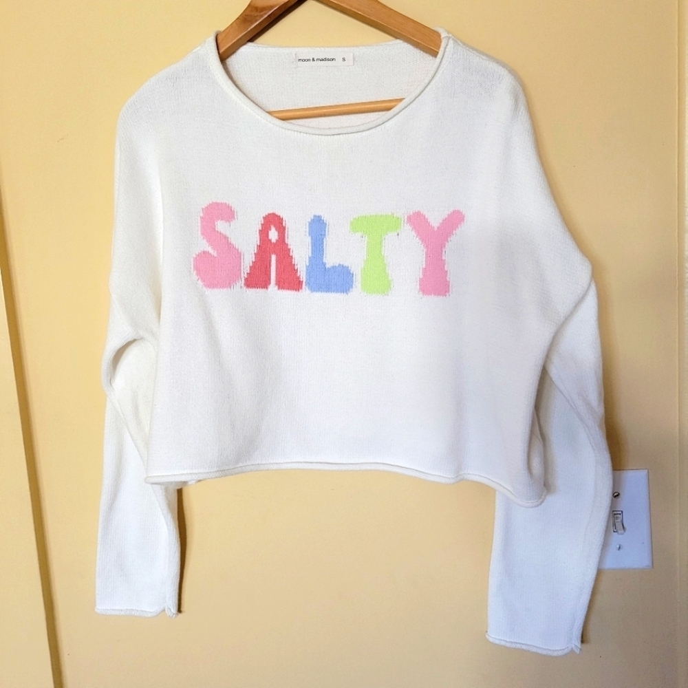 White 'Salty' Graphic Sweater